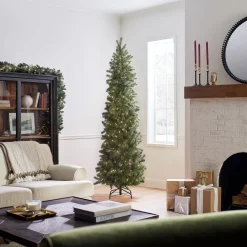 National Tree Company 7.5 ft. Pre-Lit Downswept Douglas Fir Pencil Slim Tree with Clear Lights