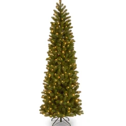 National Tree Company 7.5 ft. Pre-Lit Downswept Douglas Fir Pencil Slim Tree with Clear Lights