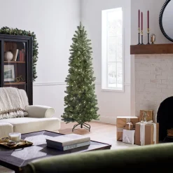 National Tree Company 6.5 ft. Pre-Lit Downswept Douglas Fir Pencil Slim Tree with Clear Lights