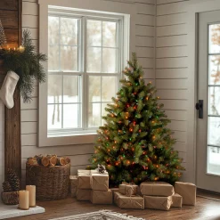 National Tree Company 4.5 ft. Pre-Lit Downswept Douglas Fir Tree with Multicolor Lights