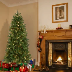 National Tree Company 6.5 ft. Pre-Lit Downswept Douglas Fir Slim Tree with Clear Lights