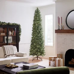National Tree Company 9 ft. Pre-Lit Downswept Douglas Fir Pencil Slim Tree with Clear Lights