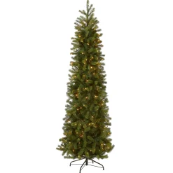 National Tree Company 9 ft. Pre-Lit Downswept Douglas Fir Pencil Slim Tree with Clear Lights