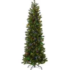 National Tree Company 6.5 ft. Pre-Lit Downswept Douglas Fir Pencil Slim Tree with Dual Color LED Lights
