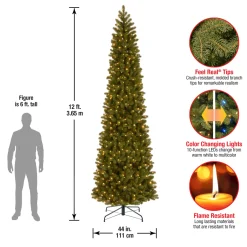 National Tree Company 12 ft. Pre-Lit Downswept Douglas Fir Pencil Slim Tree with Dual Color LED Lights