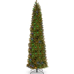 National Tree Company 12 ft. Pre-Lit Downswept Douglas Fir Pencil Slim Tree with Dual Color LED Lights