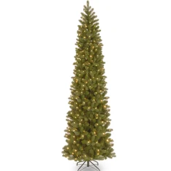 National Tree Company 9 ft. Pre-Lit Downswept Douglas Fir Pencil Slim Tree with Dual Color LED Lights