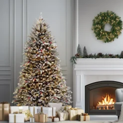 National Tree Company 7.5 ft. Pre-Lit Dunhill Fir Flocked Tree with 750 Clear Lights