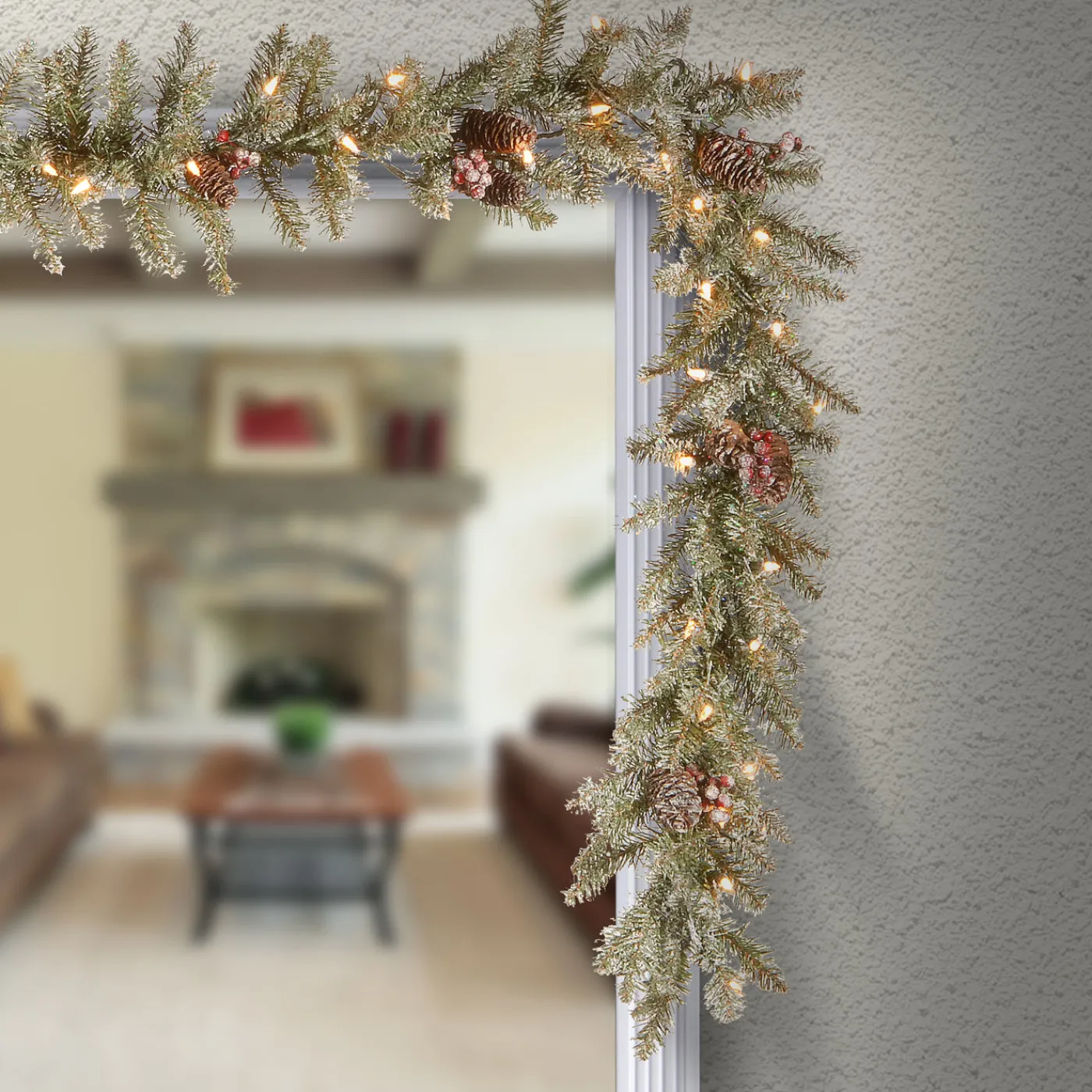 National Tree Company 9 ft. Pre-Lit Dunhill Fir Garland with Clear Lights