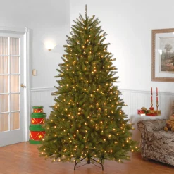 National Tree Company 7.5 ft. Pre-Lit Dunhill Fir Hinged Tree with Clear Lights