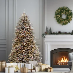 National Tree Company 6.5 ft. Pre-Lit Dunhill Fir Snowy Tree with Clear Lights