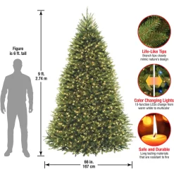 National Tree Company 9 ft. Pre-Lit Dunhill Fir Tree with PowerConnect Dual Color LED Lights
