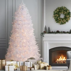 National Tree Company 9 ft. Pre-Lit Dunhill Fir White Tree with Clear Lights