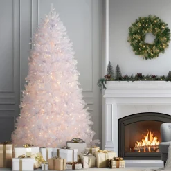 National Tree Company 7.5 ft. Pre-Lit Dunhill Fir White Tree with Clear Lights