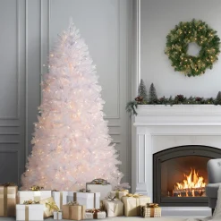 National Tree Company 6.5 ft. Pre-Lit Dunhill Fir White Tree with Clear Lights