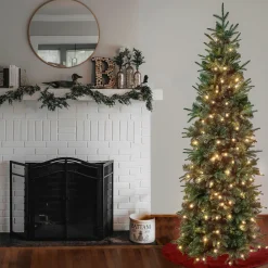 National Tree Company 6 ft. Pre-Lit Duxbury Feel Real Slim Tree with LED Lights