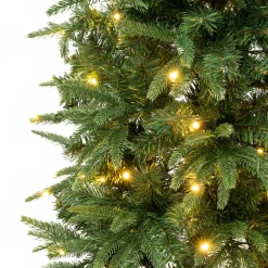 National Tree Company 4.5 ft. Pre-Lit Duxbury Light Green Slim Tree with Warm White LED Lights