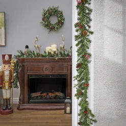 National Tree Company 9 ft. Pre-Lit First Traditions Holly Berry Wreath and Garland Assortment