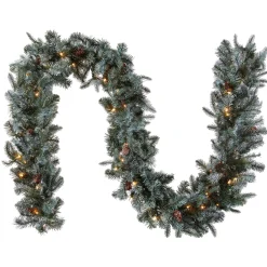 National Tree Company 9 ft. Pre-Lit Frosted Arctic Spruce Garland with Clear Lights