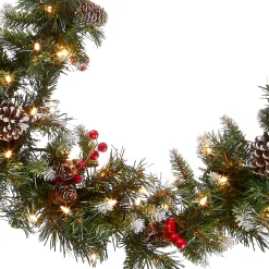National Tree Company 9 ft. Pre-Lit Frosted Berry Garland with Clear Lights