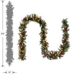 National Tree Company 9 ft. Pre-Lit Frosted Berry Garland with Clear Lights
