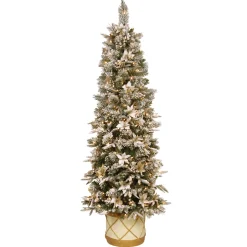 National Tree Company 6 ft. Pre-Lit Frosted Colonial Slim Half Tree with Clear Lights