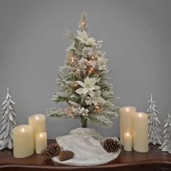 National Tree Company 3 ft. Pre-Lit Frosted Colonial Slim Tree with Clear Lights