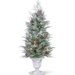 National Tree Company 4 ft. Pre-Lit Frosted Mountain Spruce Tree with Clear Lights