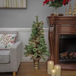National Tree Company 4 ft. Pre-Lit Glistening Pine Tree with Clear Lights