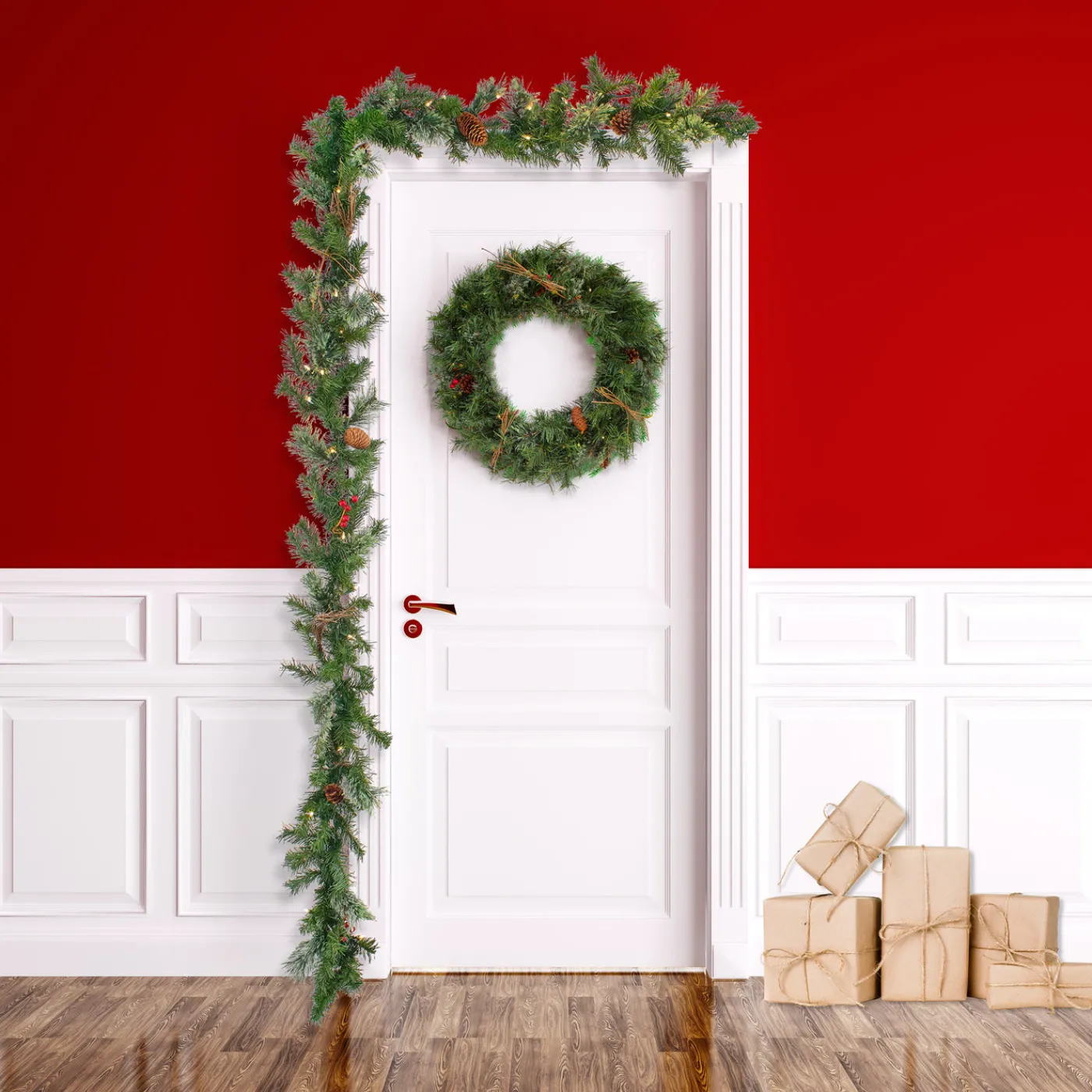 National Tree Company 9 ft. Pre-Lit Glistening Pine Garland with Clear Lights