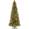 National Tree Company 6.5 ft. Pre-Lit Glittery Bristle Pine Slim Tree with Warm White LED Lights