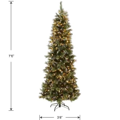 National Tree Company 7.5 ft. Pre-Lit Glittery Bristle Slim Tree with LED Lights