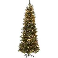 National Tree Company 7.5 ft. Pre-Lit Glittery Bristle Slim Tree with LED Lights