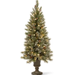 National Tree Company 4 ft. Pre-Lit Glittery Bristle Tree with Warm White LED Lights