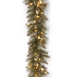 National Tree Company 9 ft. Pre-Lit Glittery Bristle Pine Garland with Warm White LED Lights