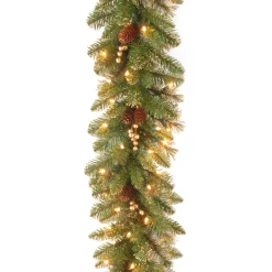 National Tree Company 9 ft. Pre-Lit Glittery Pine Gold Garland with Clear Lights