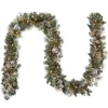 National Tree Company 9 ft. Pre-Lit Glittery Pine Pomegranate Garland with Clear Lights