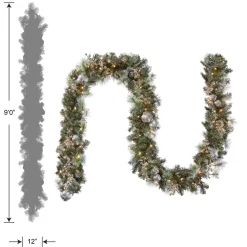 National Tree Company 9 ft. Pre-Lit Glittery Pine Pomegranate Garland with Clear Lights