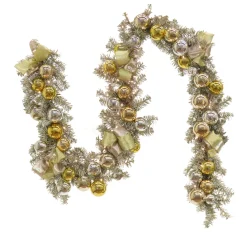National Tree Company 9 ft. Pre-Lit Gold Ornament Metallic Garland with Warm White LED Lights