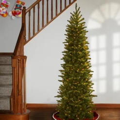 National Tree Company 7.5 ft. Pre-Lit Grande Fir Pencil Slim Tree with Clear Lights