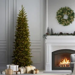 National Tree Company 6.5 ft. Pre-Lit Grande Fir Pencil Slim Tree with Clear Lights