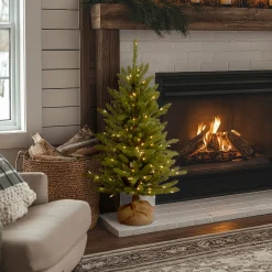 National Tree Company 4 ft. Pre-Lit Kensington Fir Tree in a Burlap Sack with Clear Lights