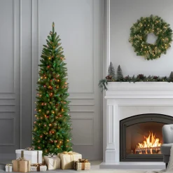 National Tree Company 6.5 ft. Pre-Lit Kingswood Fir Pencil Tree with Multicolor Lights