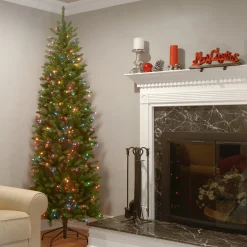 National Tree Company 6.5 ft. Pre-Lit Kingswood Fir Pencil Tree with Multicolor Lights