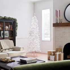 National Tree Company 7 ft. Pre-Lit Kingswood Fir White Pencil Tree with Clear Lights