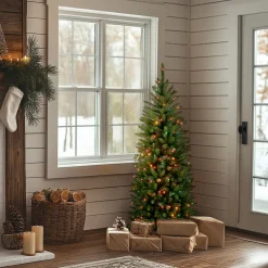 National Tree Company 4.5 ft. Pre-Lit Kingswood Fir Pencil Tree with Multicolor Lights