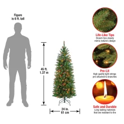 National Tree Company 4.5 ft. Pre-Lit Kingswood Fir Pencil Tree with Multicolor Lights