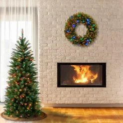 National Tree Company 4.5 ft. Pre-Lit Kingswood Fir Pencil Tree with Multicolor Lights
