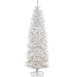National Tree Company 6.5 ft. Pre-Lit Kingswood Fir White Pencil Tree with Clear Lights