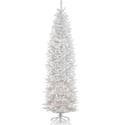 National Tree Company 7.5 ft. Pre-Lit Kingswood Fir White Pencil Tree with Clear Lights